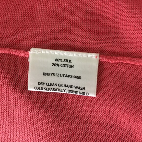 EILEEN FISHER Dark Pink Silk Blend Knit Short Sleeve Tie Front Hem Sweater Top - Picture 3 of 7